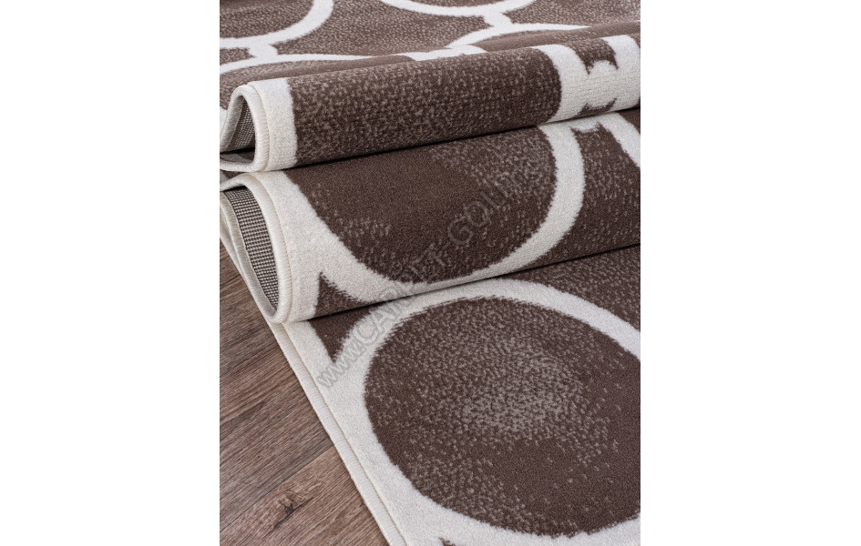 Ковер D713 - BROWN-CREAM 2 - Прямоугольник - коллекция SIERRA рисунок круги